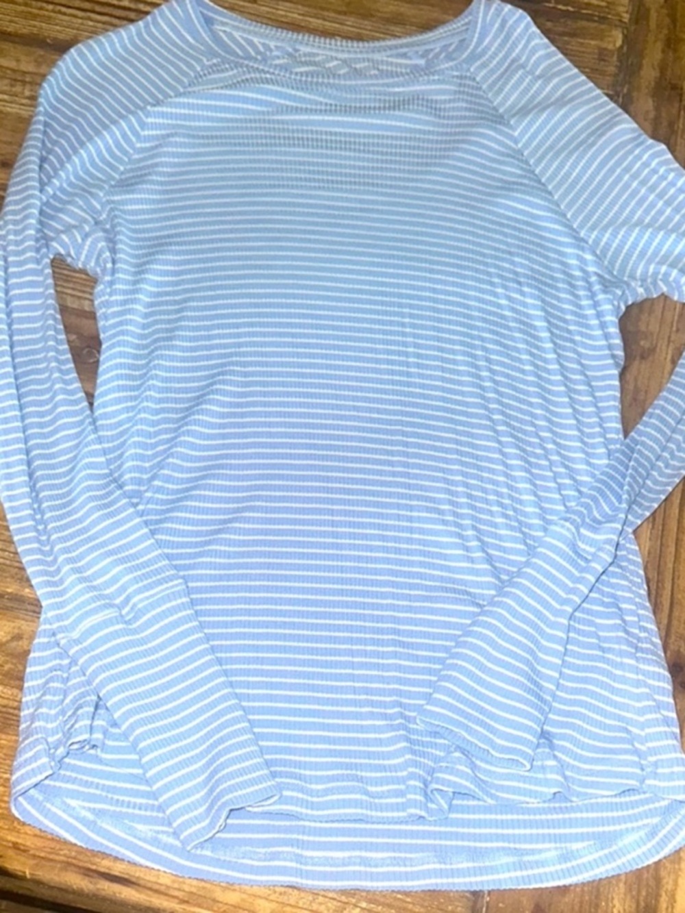 aerie Light Blue and White Striped Long Sleeve Tee